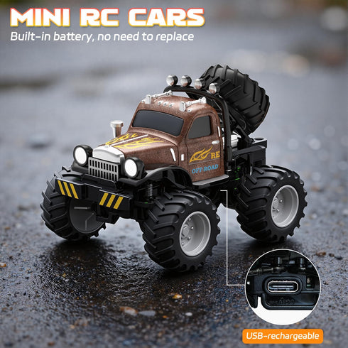 Snugzy 1:64 2.4Ghz Mini RC Car Scale RC Truck for Kids with Trailer Remote Control Rechargeable RC Cars Toy Gifts