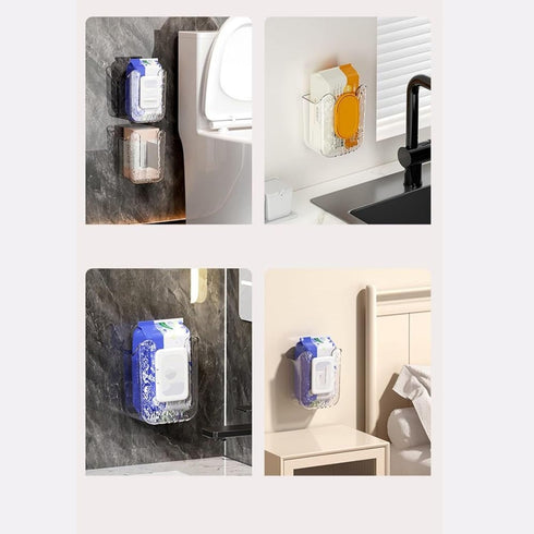 Lusebiy 2024 Kitchen Wipes Storage Box, New Non-Slip Flushable Wipes Holder for Bathroom Toilet, Wall-Mounted Clear Wet
