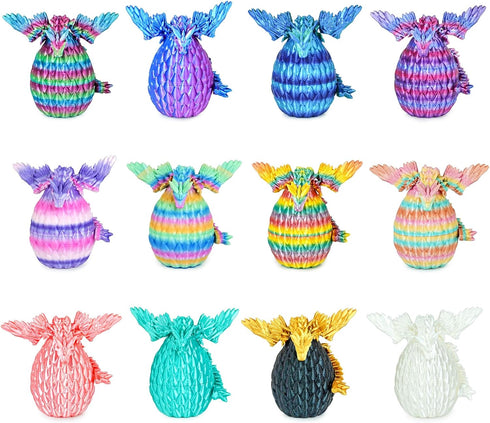 Mydhall 12PCS 3D Printed Dragon Eggs with Baby Dragon Inside Easter Basket