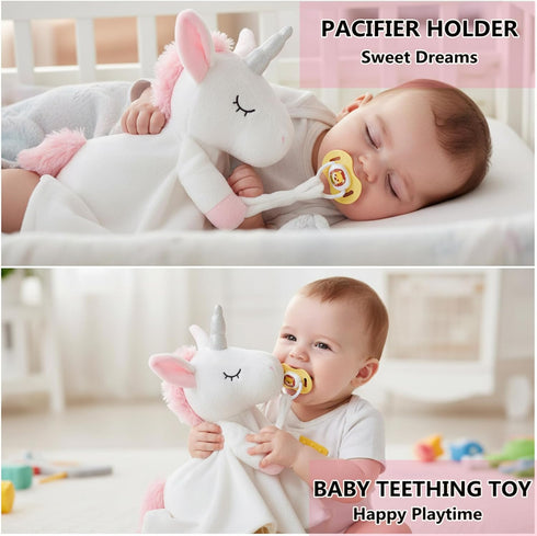 4-in-1 BEREST Unicorn Baby Sleep Soother Sound Machine with Heartbeat & White Noise|Security Blanket & Pacifier