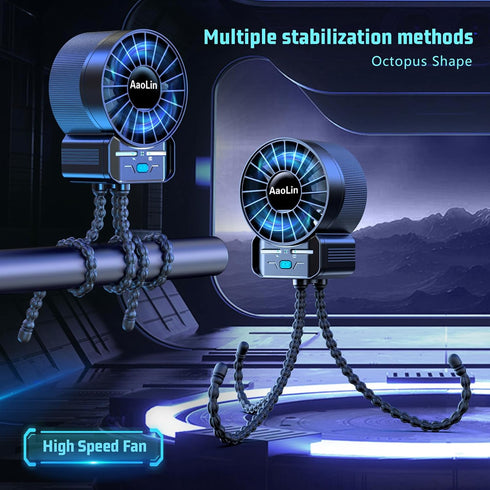 2 Pack 4 6600rpm Multifunctional Portable Stroller Fan Speed High Speed Usb Rechargeable Personal Mini Handheld Fan
