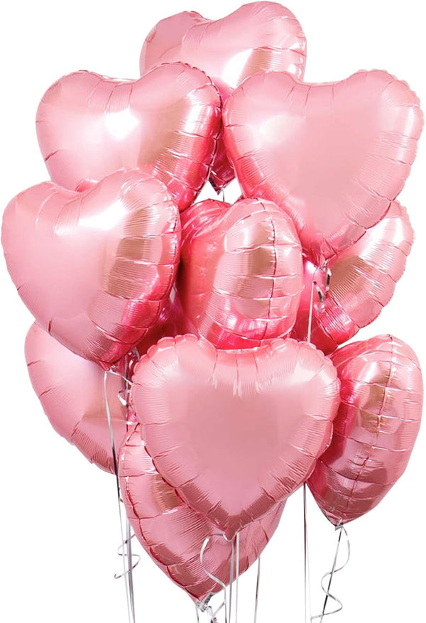 KatchOn Light Pink Heart Balloons Foil, 18 Inch, Pack of 10, Heart Shaped Balloons for Special Occasions