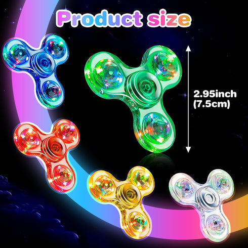 FIGROL 5 Pack LED Light Up Fidget Spinners, Party Favors and Classroom Prizes