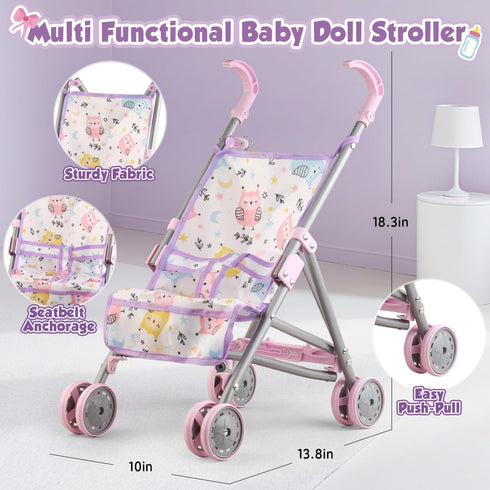 Set 3 4 5 6 7 12.5-inch 2 sets 17 Baby Doll with Stroller for Realistic Pretend Play for Year Old Toddler Girls Gifts.