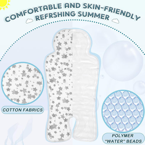 Pinkunn Gel Car Seat Cooler Pad - Breathable Ice Cooling Pad for Summer Chair, Stroller, Baby Dining Chair (Gray Star)