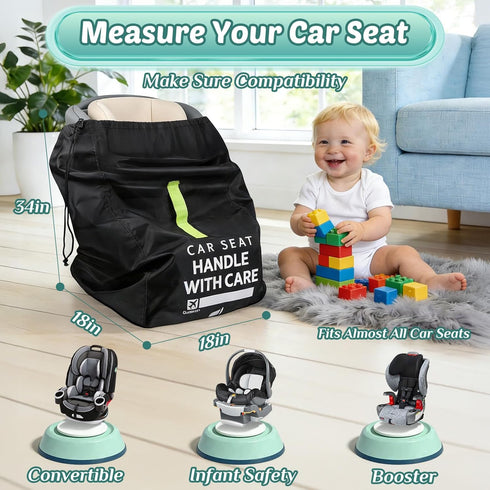 Guiseapue Car Seat Travel Bag for Airplane: Car Seat Bags for Air Travel Fit All Car Seats, Infant Carriers & Booster