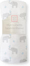 Marquisette Receiving Swaddle Blanket, SwaddleDesigns, Soft Premium Cotton Muslin, Elephant and Pastel Blue Chickies,
