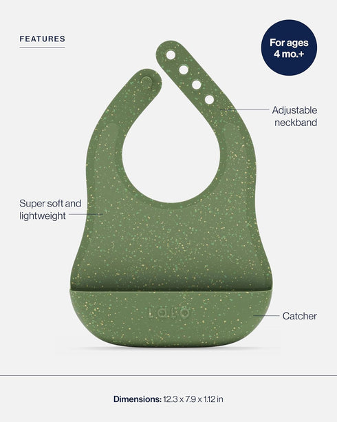 Set 2 Lalo The Bib - Waterproof, Non-Toxic Silicone Baby Bib with Adjustable Neck Band & Silicone Food Pouch Catcher