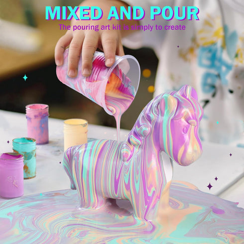 6-12, 4 5 6 7 8 9 10 11 12+ LAOESE Unicorns Paint Pouring Art Kit - DIY Craft for Kids Age Arts and Crafts Kit