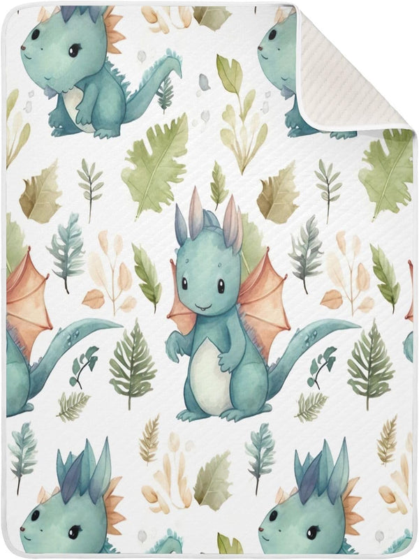 Cute Dragon Baby Blanket - Soft Warm Reversible Infant Newborn Toddler Receiving Blanket for Crib Stroller Nursery,