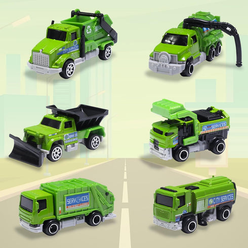 Oriate Mini Die-cast Car Model Set 1:64, Educational Sewage Suction Cleaning Car, Garbage Trucks & Toy Cars for 3+