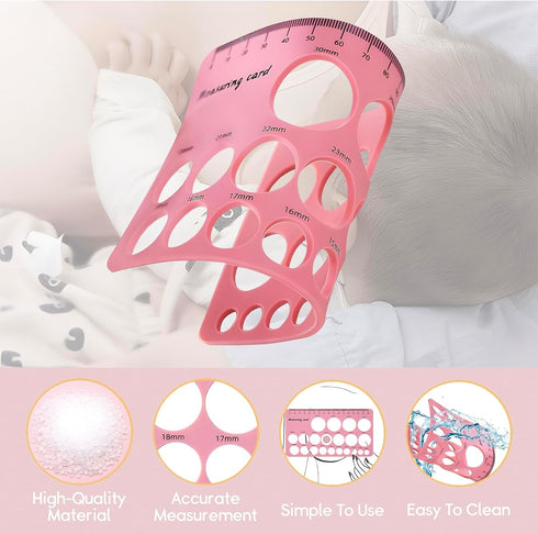 Nipple Rulers, Flange Inserts Sizing Measurement Tool for Breast Pump, Soft Silicone Flange Size Measure, Nipple