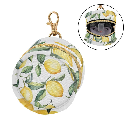PYBUG Lemon Round Pacifier Storage Case, Polyester & TPU Lined with Hook Buckle, Pacifier Container Box for Baby