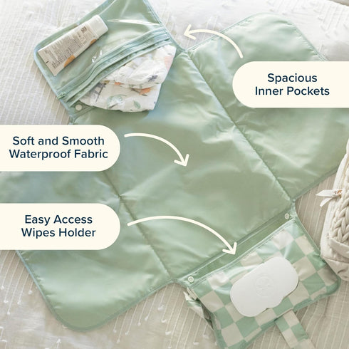 Tiny Twinkle Portable Diaper Changing Pad | Waterproof, Wipeable & Compact Baby Changing Pad for Travel | Smart Wipes