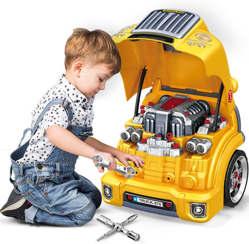 Playset 3-7 MOBIUS Toys Motor Engine - Large Truck Mechanic Build & Repair Toy with Lights, Sounds & Tools