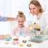 Playset, 23PCS Playset, 3 4 5 Kids Coffee Maker Wooden Kitchen Toys, Play Kitchen Accessories for Toddler, Espresso