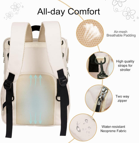 Backpack pack Western Diaper Bag with Changing Pad, Large Baby Bags with Stroller Straps & Insulated Pockets