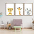flowtorely 11x16 Inch Set 3 Baby Safari Nursery Wall Art Decor of Wood Framed Cute Animal Giraffe Elephant Lion Prints