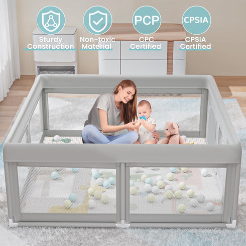 50 50 inch Hiaksedt Baby Playpen with Mat Small Playpen for Babies and Toddlers x Baby Fence Playards