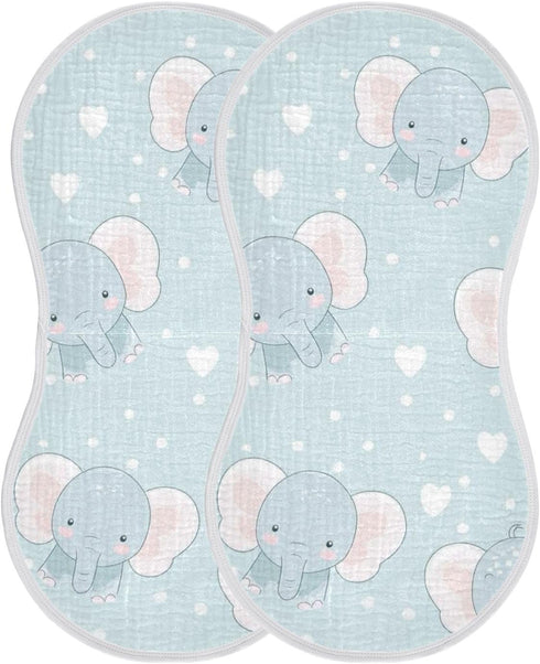 decor gift 4 Pack 22x11in Cotton Muslin Burp Cloths Soft Touch Cartoon Cute Blue Elephants Baby Feeding Cloth
