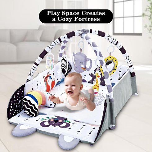 8-in-1 Tummy Baby Gym Play Mat, Time Mat & Activity Gym, Washable Ball Pit, Infant Play Mat with Detachable Toys