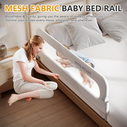 strenkitech Beds48inch Foldable Toddler Bed Rails - Kids Guard Bumper for Crib Safe Bed Side Rail for Twin Queen King
