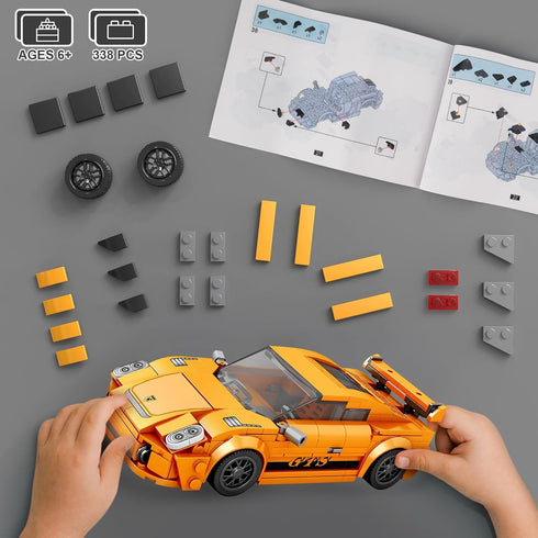 Speed Racing Cars Building Sets for Kids, Mini Sports MOC Cars Building Blocks Toy Set, 338 Pcs DIY Kit