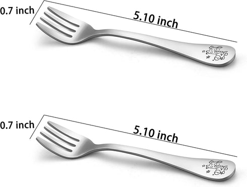 TeamFar Toddler Fork, Stainless Steel Toddler Utensils Forks Set of 6, Non Toxic & Healthy, Cute Animals & Attached Travel Case - Dishwasher Safe by TeamFar