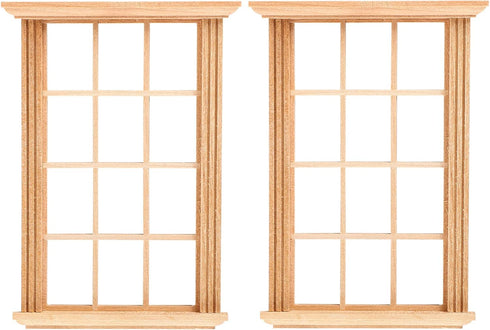 2 Pcs Mini Furniture Doll House Miniature Window Frame Model Decoration