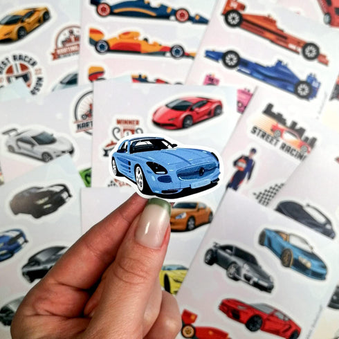 100Pcs Race Car Stickers for Kids, Racing Decals and Party Favors for Race Car Birthday Decorations