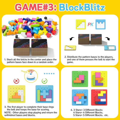 120Pcs 4 1 6 4+ Wooden Block Stacking Games Fast-Paced Building Block Game More Ways to Play for Party Game Night