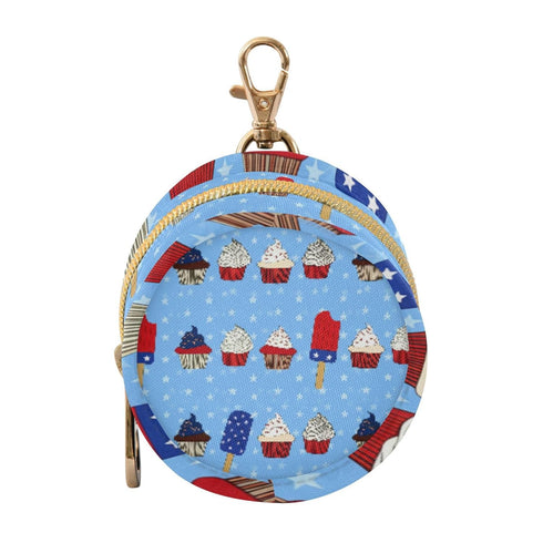 PYBUG Independence Day Dessert Round Pacifier Storage Case, Polyester & TPU Lined with