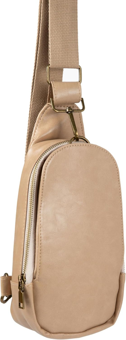 Crossbody Bag - Compact Small Diaper Bag with Plain Ivory Strap, Sling Bag for Women & Men