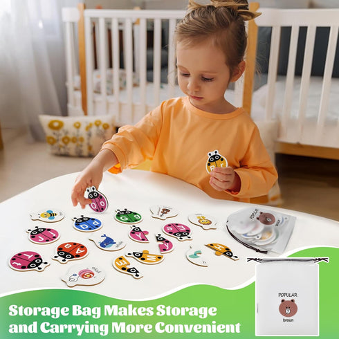 3-5, 52pcs Ladybug Self Correcting Alphabet Puzzle: Letter Matching Games for Toddlers Double-Sided Montessori ABC