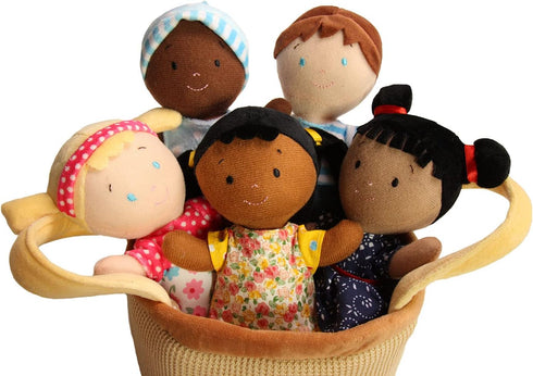 Basket of Buddies 8" Plush Diversity Dolls | Set of 5 Multicultural Toddler Dolls