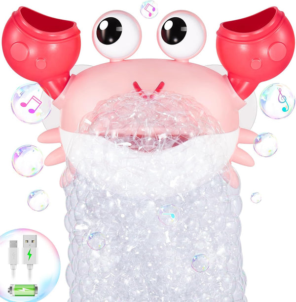 Gigilli Crab Baby Bath Toys, Rechargeable Bath Bubble Machine for Toddlers, Automatic Shower Bathtub Bubble Maker