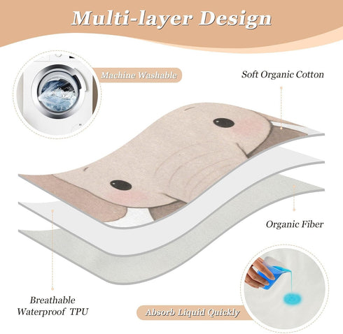 siphylline 52" 34" Cute Cartoon Elephant Purple Extra Large Resuable Changing Pad Covers Waterproof Washable Potty