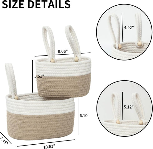 YAHUAN Cotton Hanging Basket for Organizing Hanging Wall Basket With Handle for Wall Decor Bedroom Car Seat Back