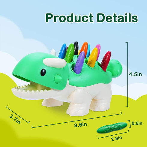 24 Set YPLUS Dinosaur Toys with Peanut Crayons, Montessori Sensory Fine Motor Learning Toys Colors Toddler Crayons Box