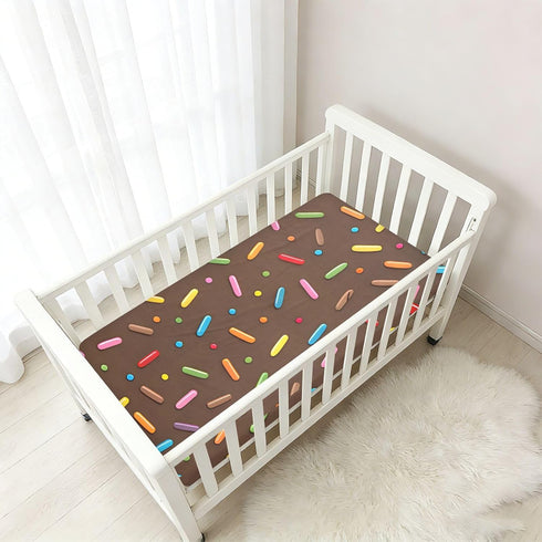 CZXW 52" 28" Chocolate Sprinkles Crib Sheets Fitted x Natural Cotton Soft & Breathable for Baby Crib Mattress