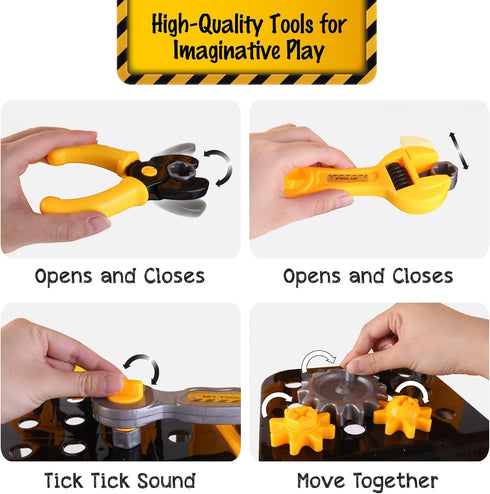 Toddler Workbench and Tool Set with 2 Take Apart Trucks, 2 in 1 Construction Toy for Ages 2-5