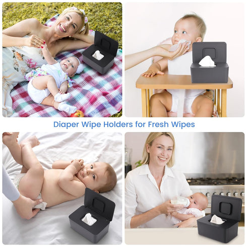 Lijroavy Baby Wipes Dispenser & Wipes Holder - Non-Slip Refillable Baby Wipes Container with Sealing Lid, Keeps Wipes