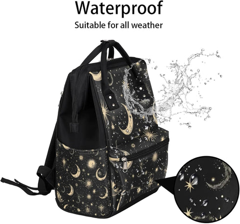 XMNYGJ Backpack Backpack Mommy Daypack Diaper Bag for Women Moon Star Nursing Diaper Waterproof Travel Portable Nappy