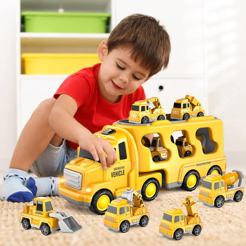 Bennol 5 in 1 Toddler Boy Toys for 1-5 Year Olds, Construction Car Truck Toys for Boys Ages 1-3, 3-5 Birthday Gifts