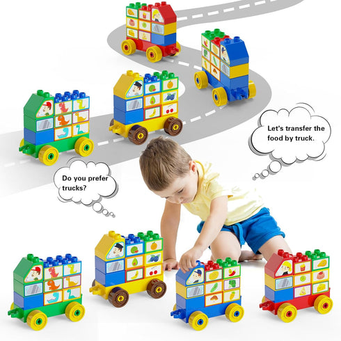 Anpcso 2-5 116-piece Set, Building Blocks for Toddlers Including Dinosaurs Cars, Large Classic Building Bricks