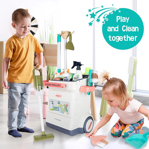 Set, 20 Set 3 4 5+Kids deAO Kids Cleaning PCS Pretend Play Housekeeping Supplies Kit ,Includes Real Working Vacuum