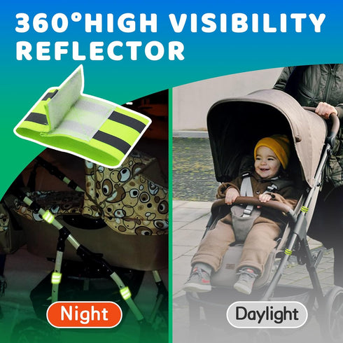 HAVANSIDY 6-Pack of Reflective Bands for Strollers, High Visibility Elastic Reflectors with Velcro Fastening