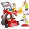 Siwuoke Kids Cleaning Toy Set, Educational Pretend Play Cart with 29 Pcs, Detachable