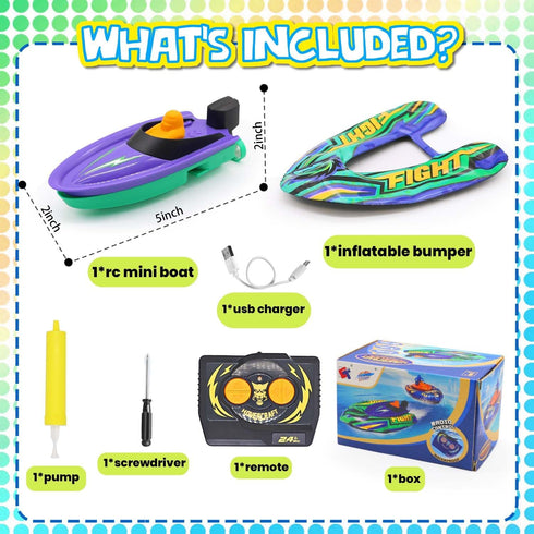 8-12 Summer Remote Control Boat for Kids with Inflatable Bumper Rechargeable Battery USB Charge rc Boat for Pool Kids