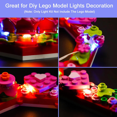 Upgraded LED Light Kit for LEGO Heart Ornament Building Set, Compatible with LEGO 40638, Great Gift